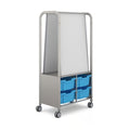 Gratnells MakerHub Collaboration Cart with 2 Magnetic Boards & 4 Deep Trays – Cyan Blue