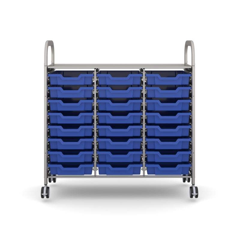 Gratnells Callero Plus Treble Cart with 24 Shallow Royal Blue Trays