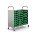 Gratnells Callero Plus Treble Cart with 24 Grass Green Shallow Trays – Silver Frame