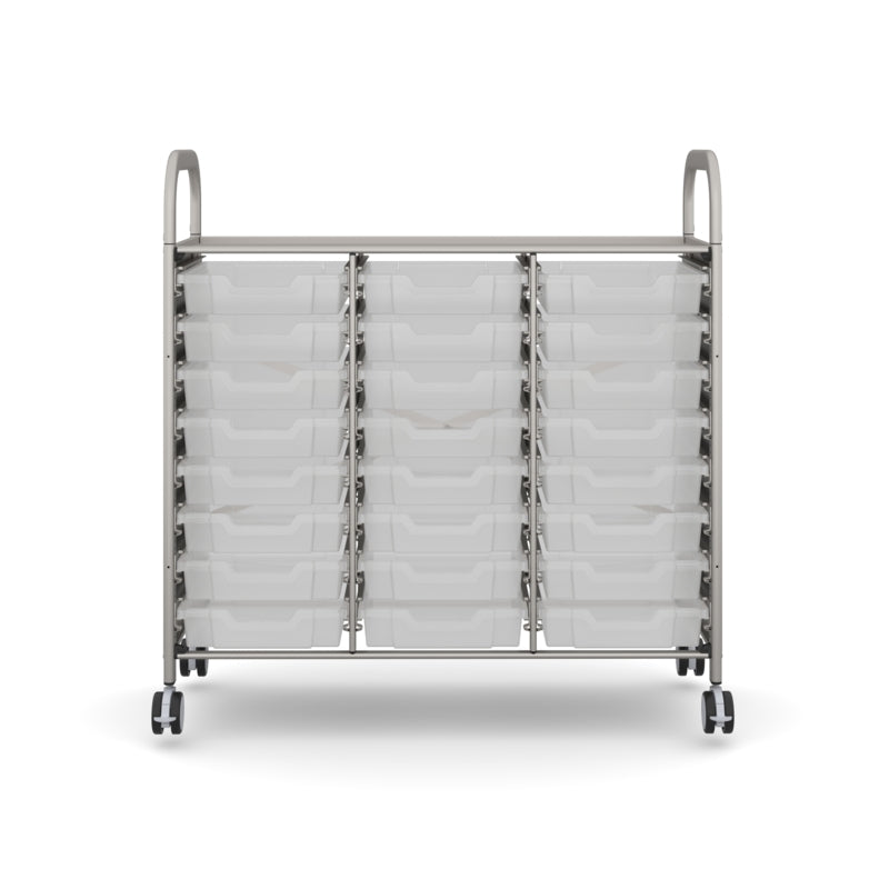 Gratnells Callero Plus Treble Cart with 24 Shallow Translucent Trays