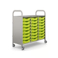 Gratnells Callero Plus Treble Cart with 24 Shallow Jolly Lime Trays – Silver Frame