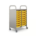 Gratnells Callero Double Column School Activity Cart with 16 Sunshine Yellow Shallow Trays