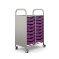Gratnells Callero Double Column School Activity Cart with 16 Shallow Plum Purple Trays
