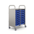 Gratnells Callero Double Column School Activity Cart with 16 Shallow Royal Blue Trays