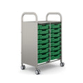 Gratnells Callero Double Column School Activity Cart with 16 Shallow Grass Green Trays