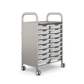 Gratnells Callero Double Column School Activity Cart with 16 Shallow Light Gray Trays