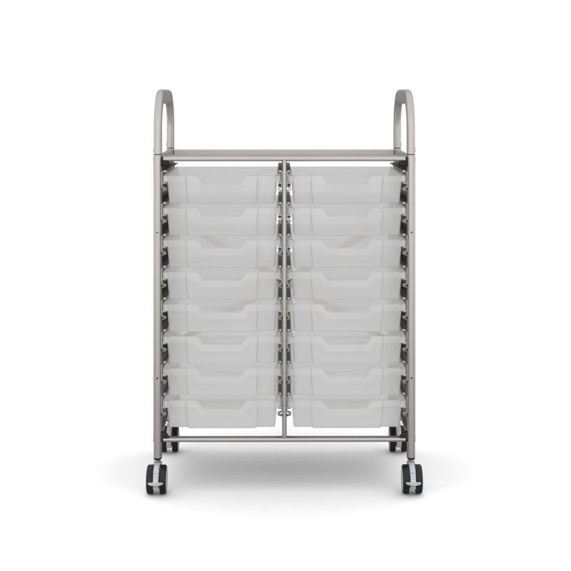 Gratnells Callero Double Column School Activity Cart with 16 Shallow Translucent Trays
