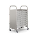 Gratnells Callero Double Column School Activity Cart with 16 Shallow Translucent Trays