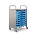 Gratnells Callero Double Column School Activity Cart with 16 Shallow Cyan Blue Trays