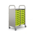 Gratnells Callero Double Column School Activity Cart with 16 Shallow Jolly Lime F1 Trays
