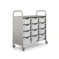 Gratnells Callero Plus Treble Cart with 12 Deep Light Gray Trays