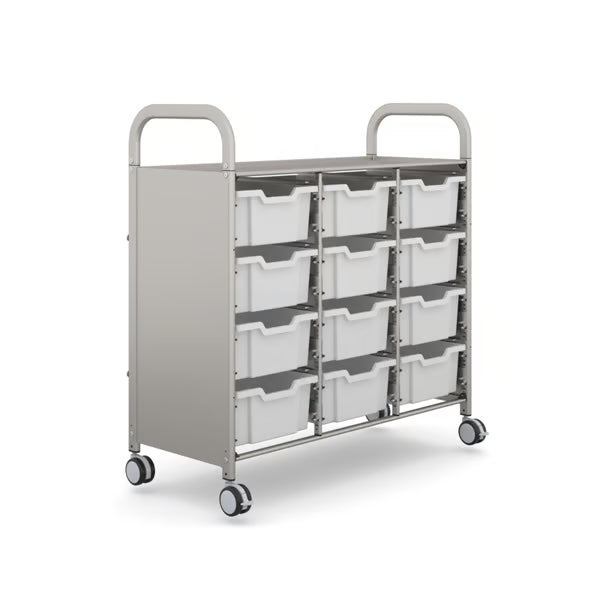 Gratnells Callero Plus Treble Cart with 12 Deep Light Gray Trays