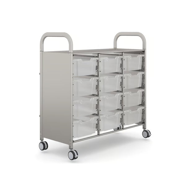 Gratnells Callero Plus Treble Cart with 12 Deep Translucent Trays