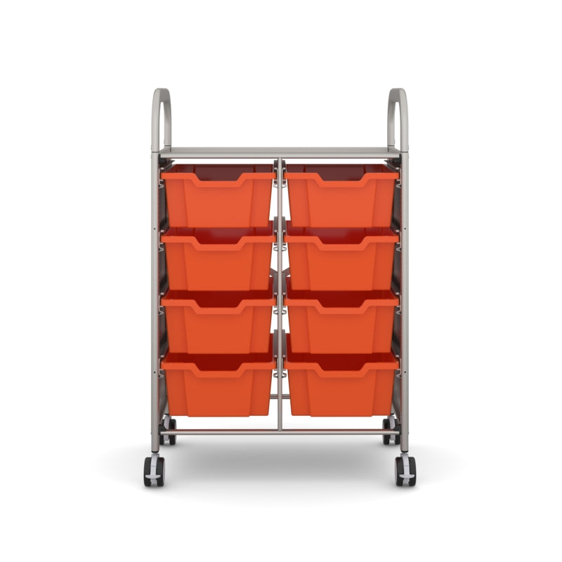 Gratnells Callero Double Metal School Activity Cart with 8 Deep F2 Trays – Tropical Orange