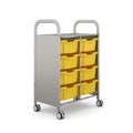Gratnells Callero Double Metal School Activity Cart with 8 Deep Trays – Sunshine Yellow