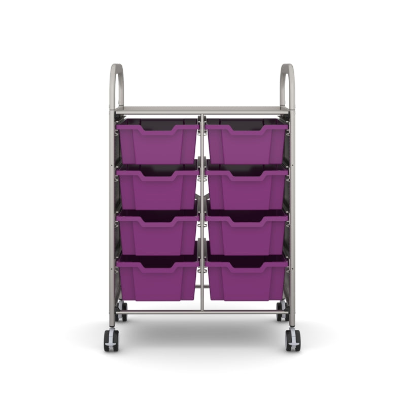 Gratnells Callero Double Metal School Activity Cart with 8 Deep F2 Trays – Plum Purple