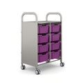 Gratnells Callero Double Metal School Activity Cart with 8 Deep F2 Trays – Plum Purple
