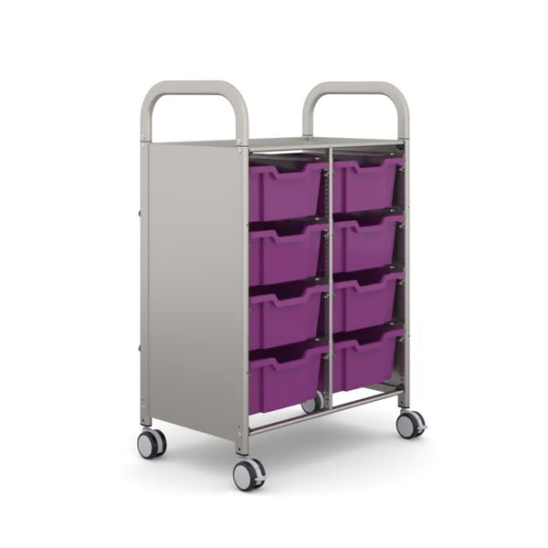 Gratnells Callero Double Metal School Activity Cart with 8 Deep F2 Trays – Plum Purple