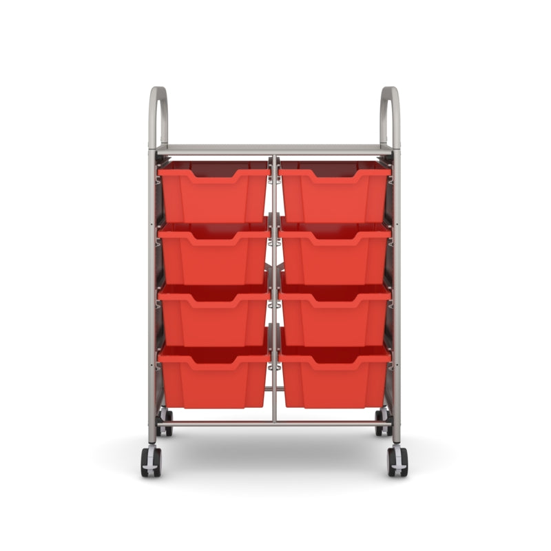 Gratnells Callero Double Metal School Activity Cart with 8 Deep F2 Trays – Flame Red
