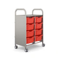 Gratnells Callero Double Metal School Activity Cart with 8 Deep F2 Trays – Flame Red
