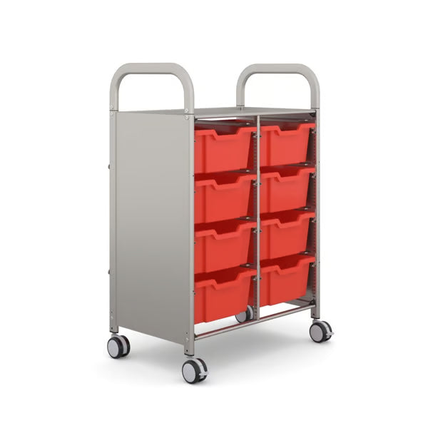 Gratnells Callero Double Metal School Activity Cart with 8 Deep F2 Trays – Flame Red