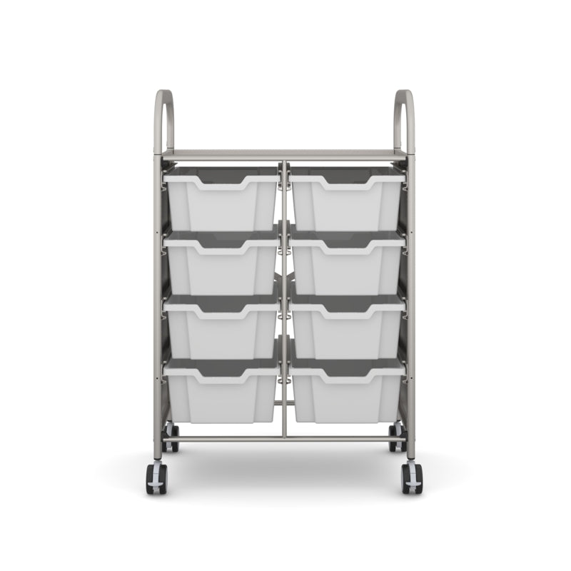 Gratnells Callero Double Metal School Activity Cart with 8 Deep Trays – Light Gray