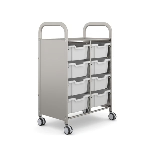 Gratnells Callero Double Metal School Activity Cart with 8 Deep Trays – Light Gray