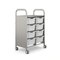 Gratnells Callero Double Metal School Activity Cart with 8 Deep Trays – Light Gray
