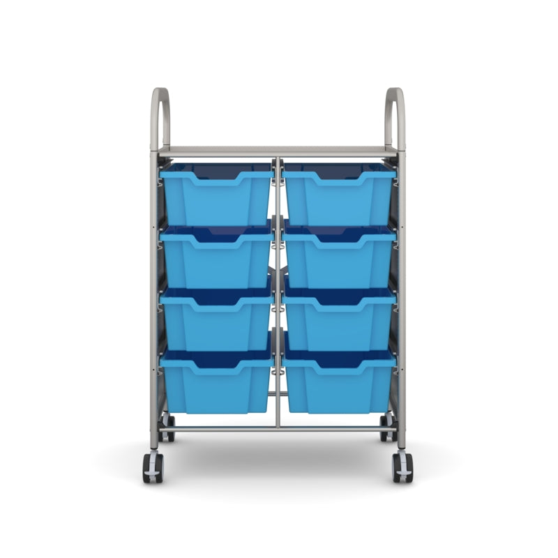 Gratnells Callero Double Metal School Activity Cart with 8 Deep Cyan Blue Trays