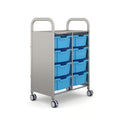 Gratnells Callero Double Metal School Activity Cart with 8 Deep Cyan Blue Trays