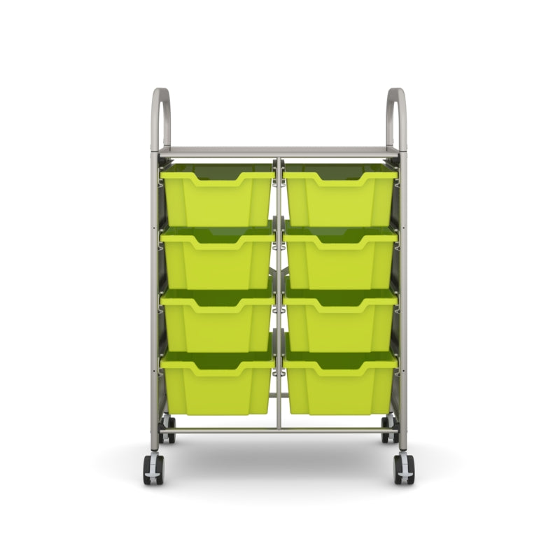 Gratnells Callero Double Metal School Activity Cart with 8 Deep Jolly Lime Trays