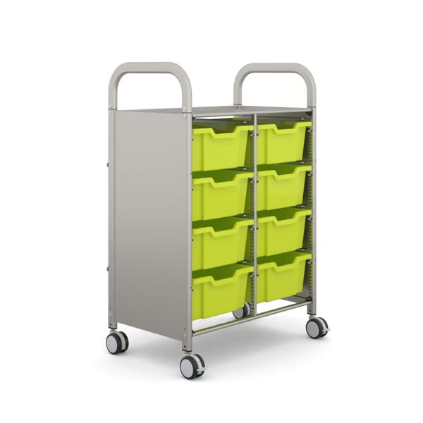 Gratnells Callero Double Metal School Activity Cart with 8 Deep Jolly Lime Trays