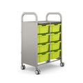 Gratnells Callero Double Metal School Activity Cart with 8 Deep Jolly Lime Trays