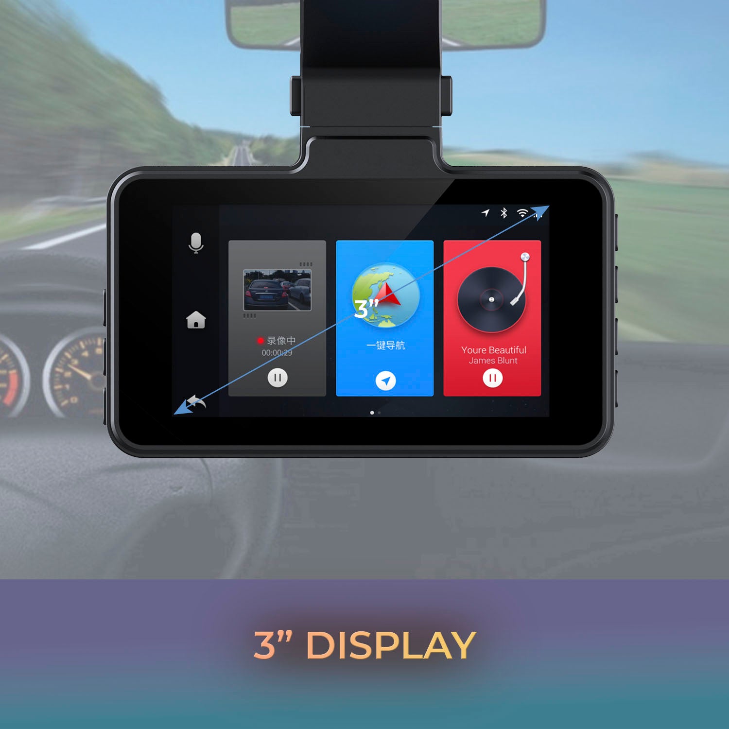 GekoGear Orbit D115 Full HD Dash Camera with 32GB microSD Card & Blind Spot Mirror