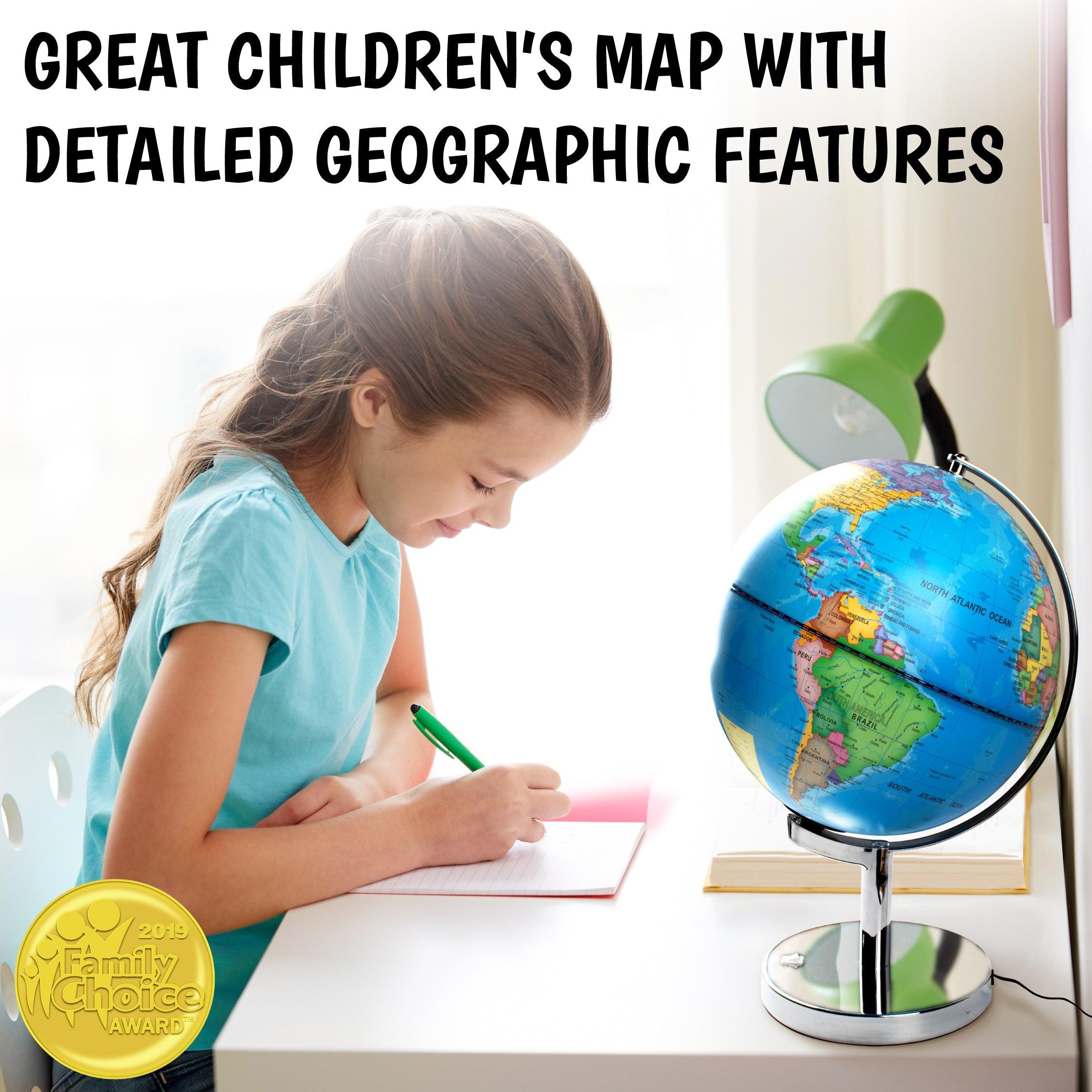 3-in-1 LED Constellation Globe – Illuminated World Map and Star Learning Globe