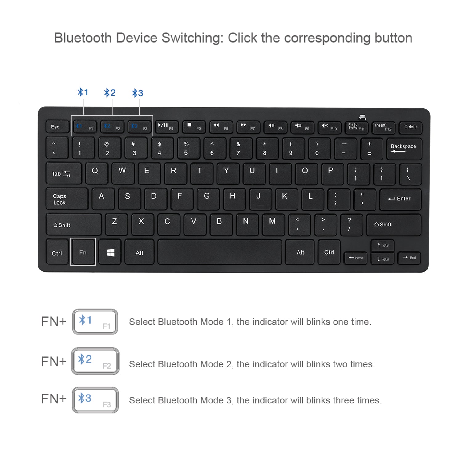 Adesso SlimTouch WKB-1100BB Bluetooth Mini Keyboard