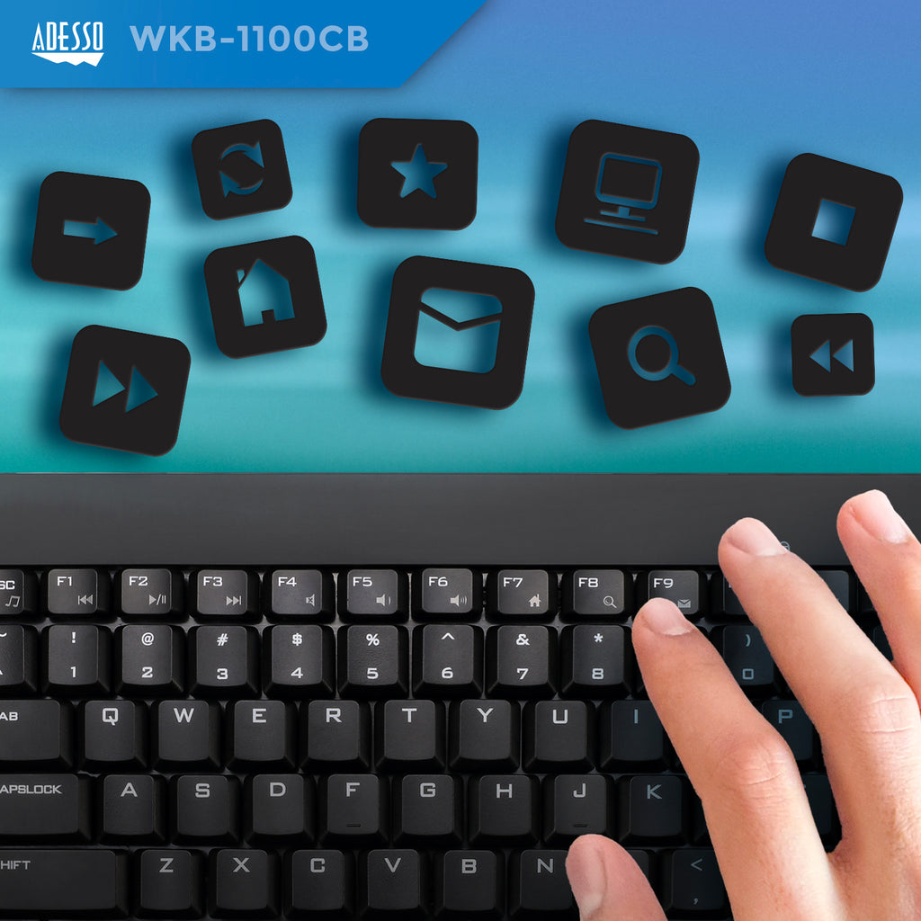 Adesso WKB-1100CB Wireless Mini Keyboard & Mouse Combo