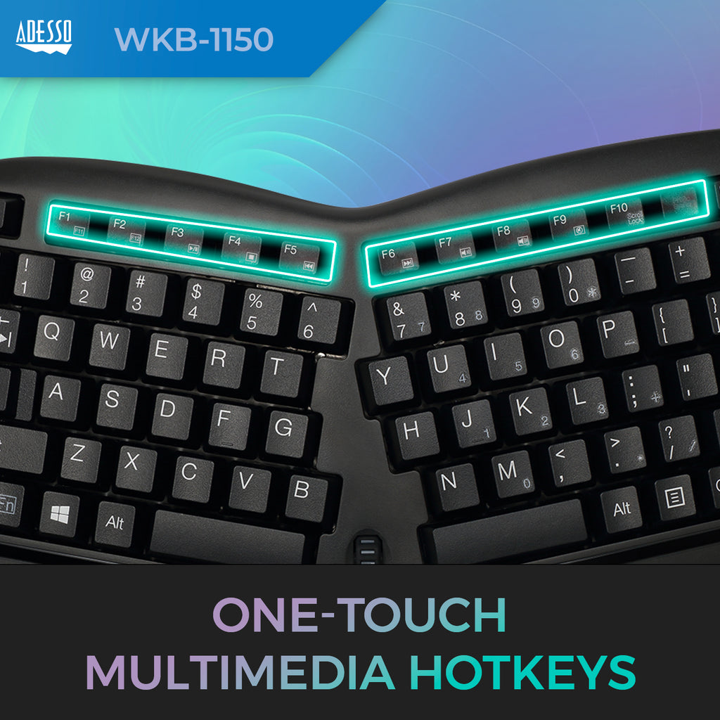 Adesso WKB-1150CB Wireless Ergonomic Keyboard & Vertical Mouse Combo