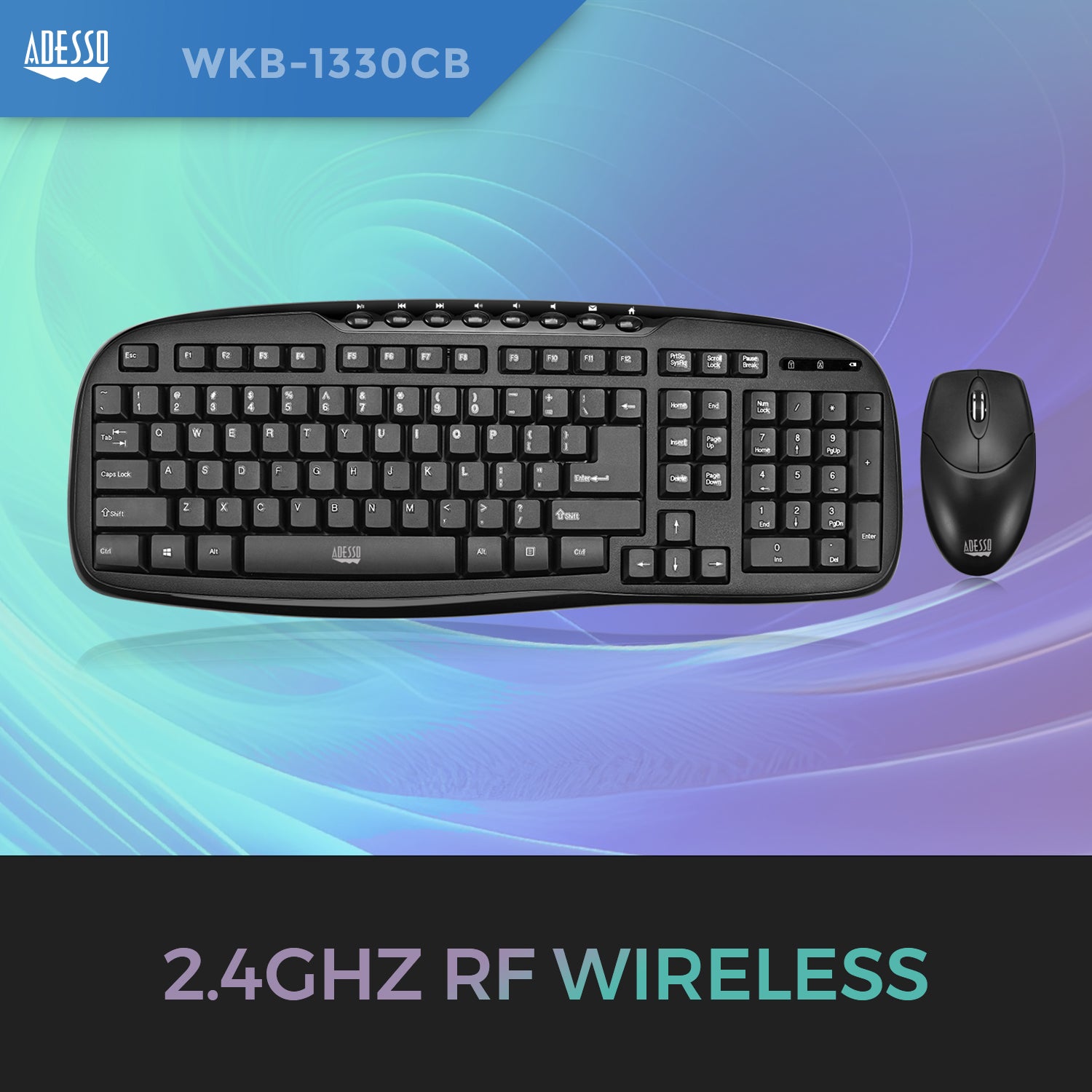 Adesso WKB-1330CB Wireless Desktop Keyboard & Mouse Combo