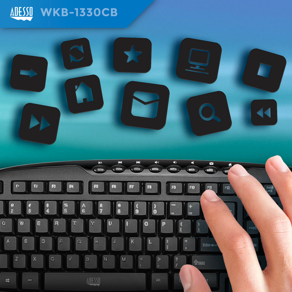 Adesso WKB-1330CB Wireless Desktop Keyboard & Mouse Combo