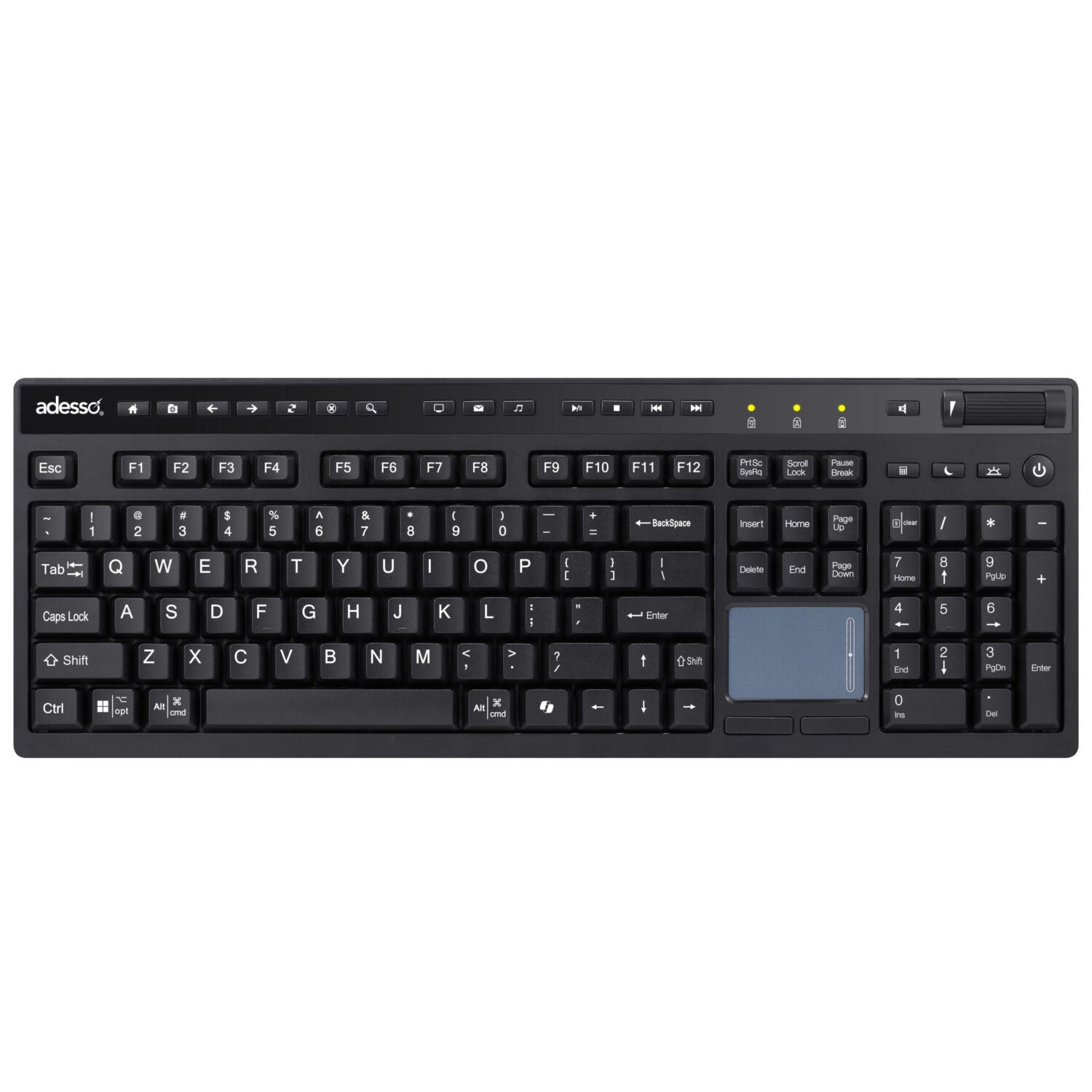 Adesso WKB-4450UB Multi-OS Wireless Keyboard with Integrated Touchpad