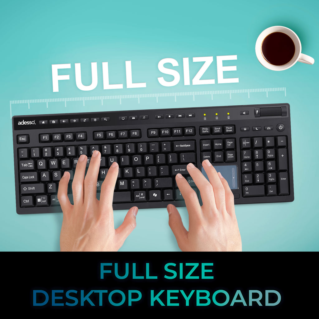 Adesso WKB-4450UB Multi-OS Wireless Keyboard with Integrated Touchpad