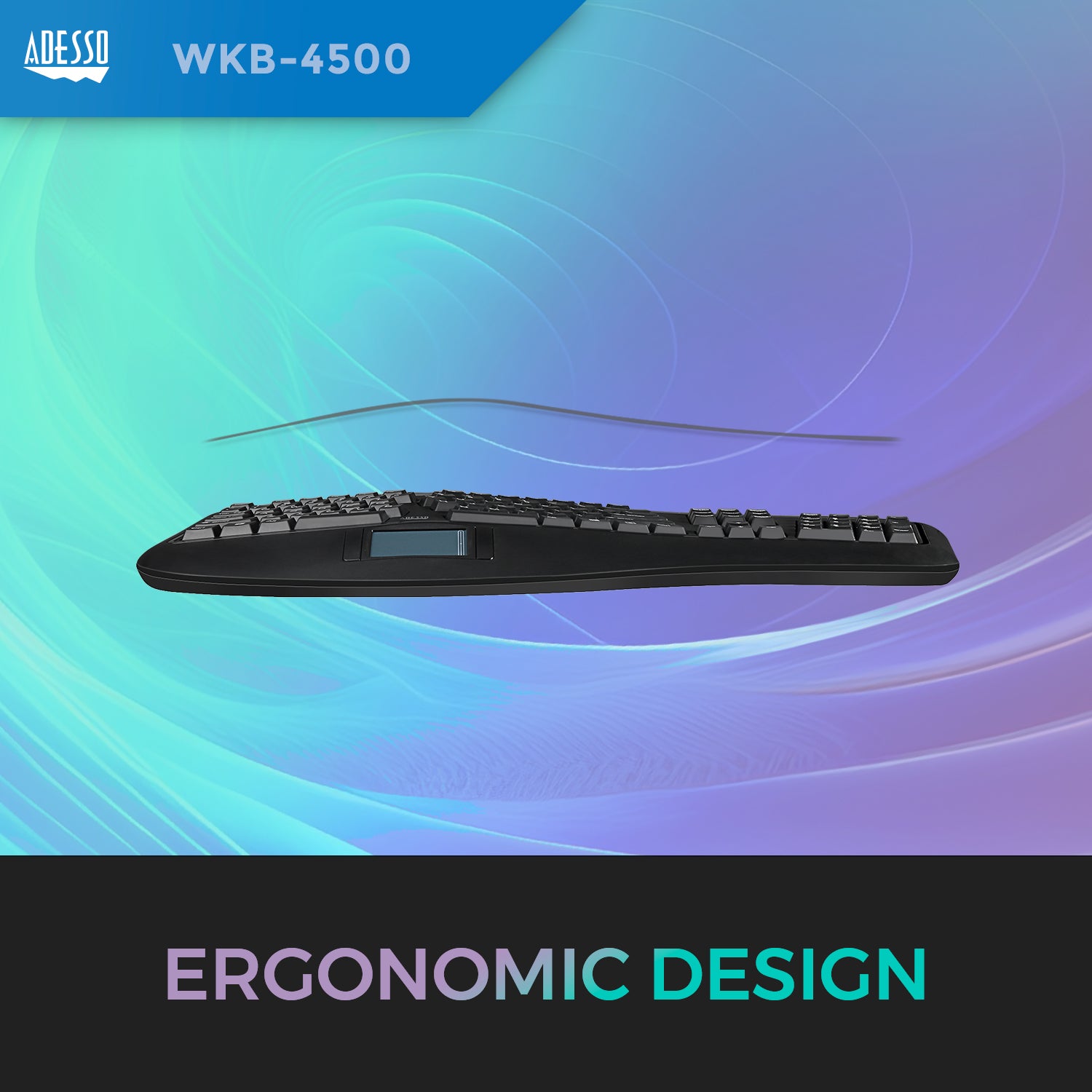 Adesso WKB-4500UB Wireless Ergonomic Touchpad Keyboard