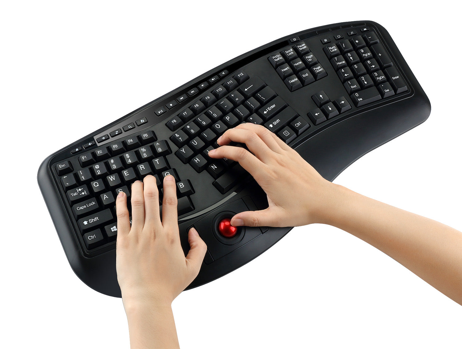 Adesso Tru-Form Media 3500 Wireless Ergonomic Trackball Keyboard