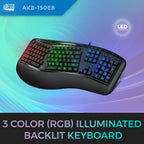 Adesso Tru-Form 150EB Illuminated Ergonomic USB Keyboard for Classrooms