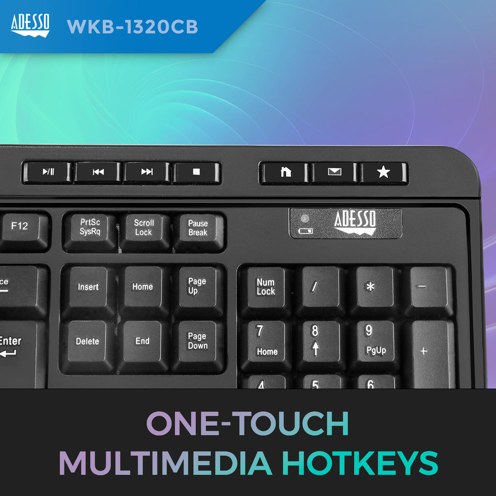 Adesso WKB-1320CB TAA Antimicrobial Wireless Keyboard & Mouse Combo