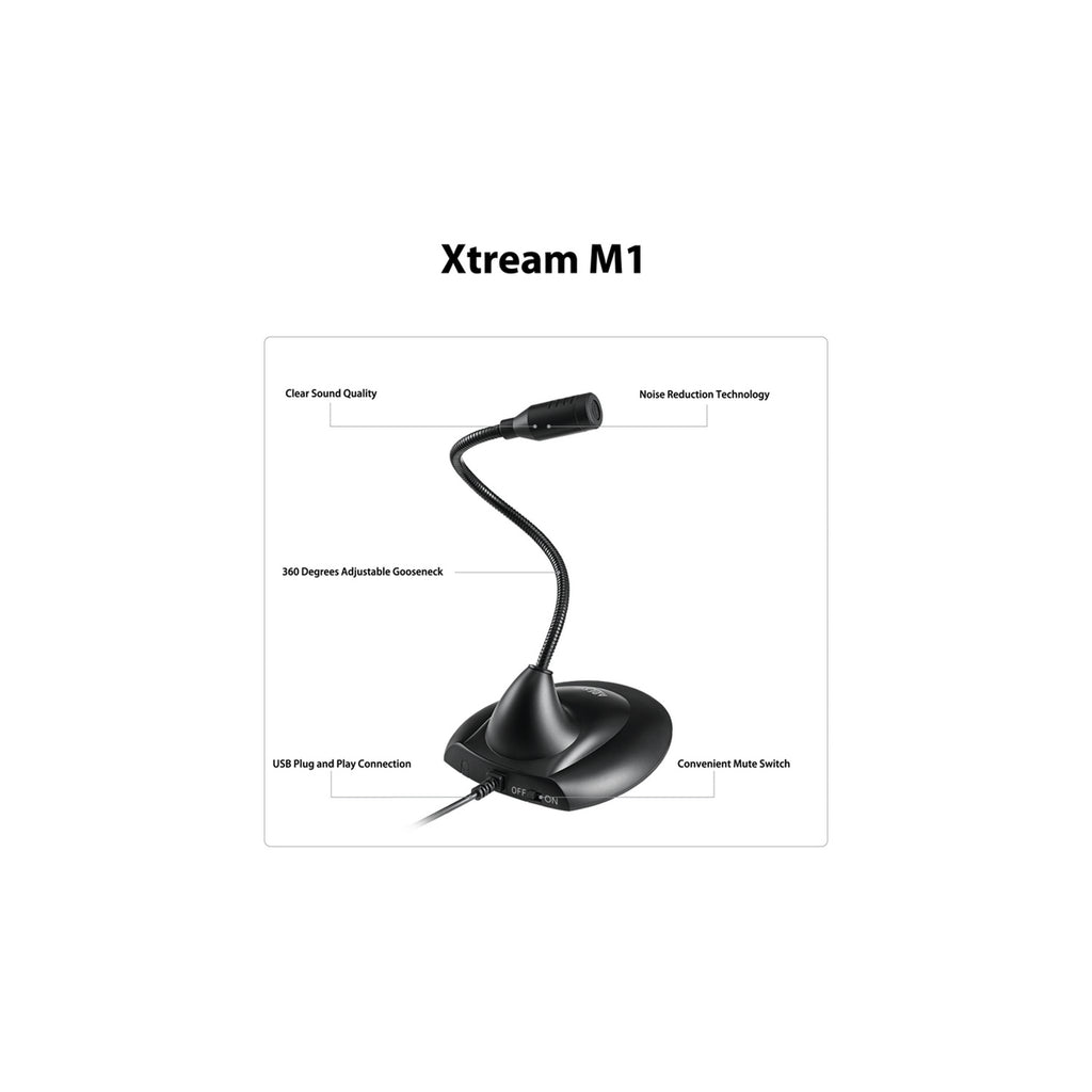 Adesso Xtream M1 USB Gooseneck Desktop Microphone for Classrooms & STEM Learning