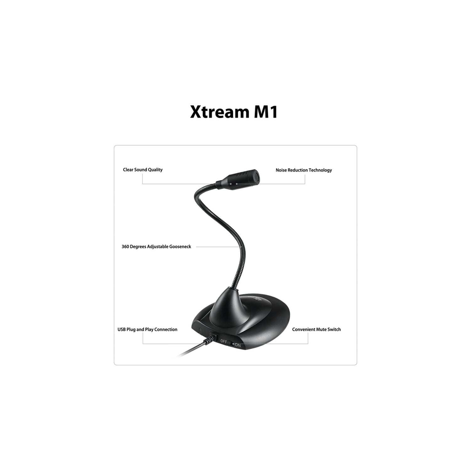 Adesso Xtream M1 USB Gooseneck Desktop Microphone for Classrooms & STEM Learning