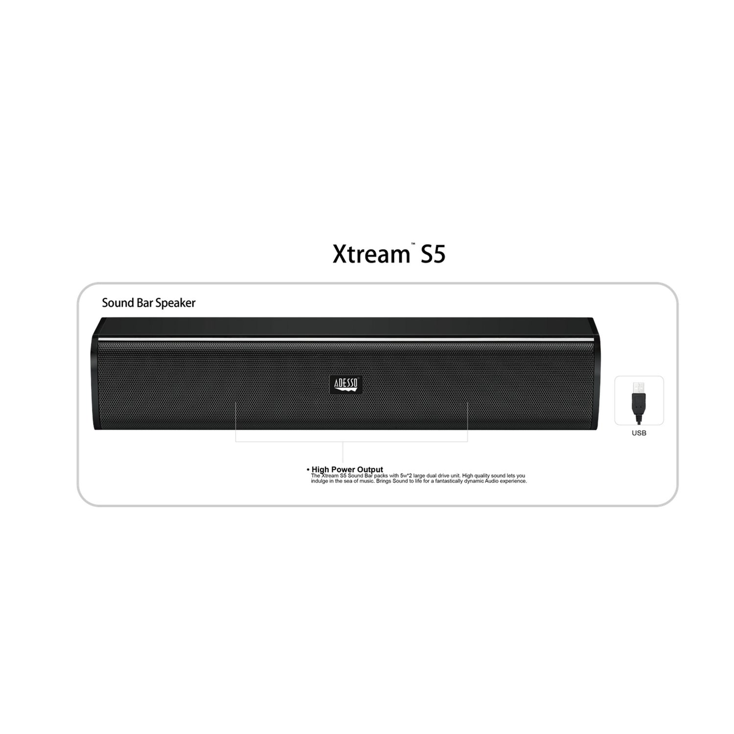 Adesso Xtream S5 USB Sound Bar Speaker for Classrooms