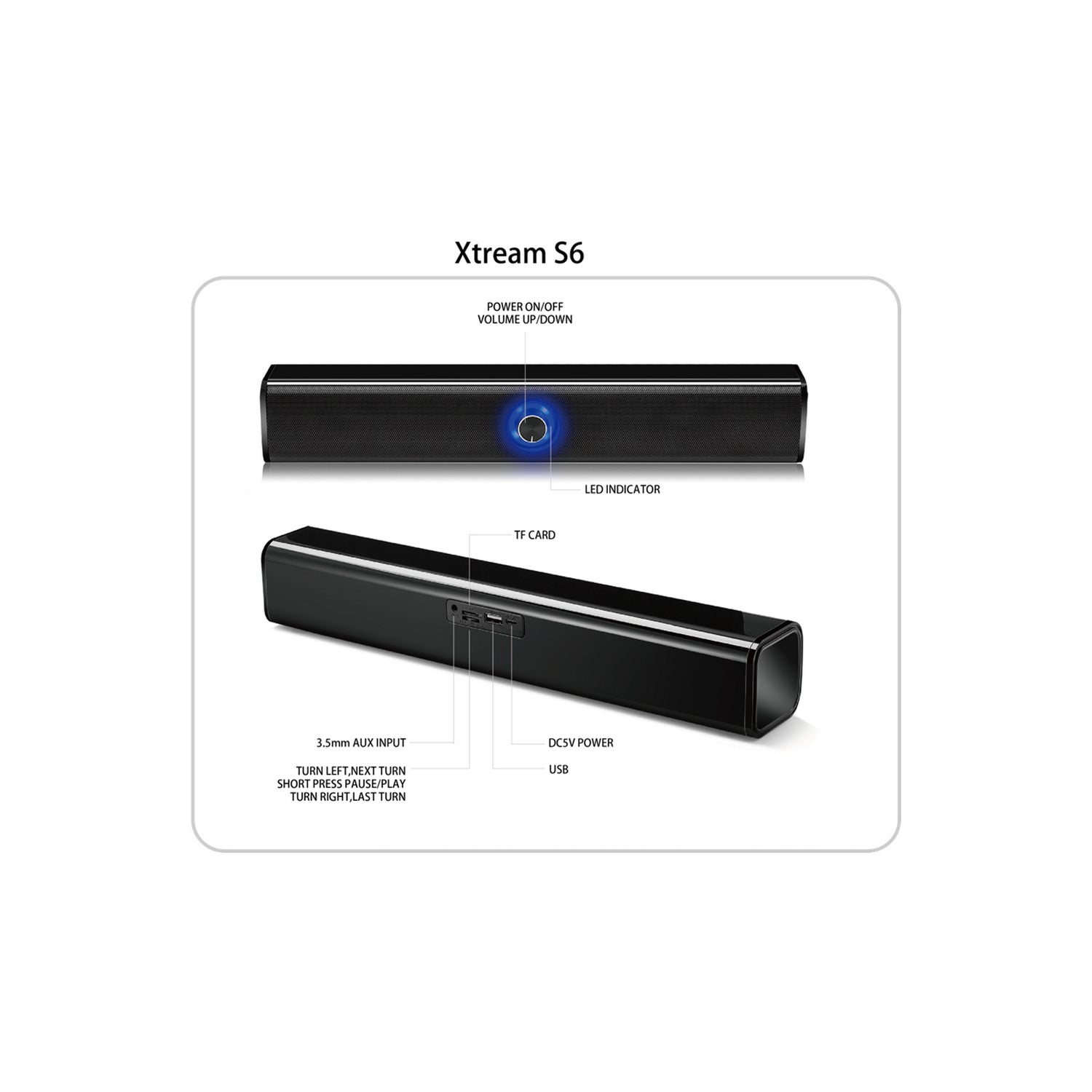 Adesso Xtream S6 Bluetooth & Wired Sound Bar Speaker (10W)